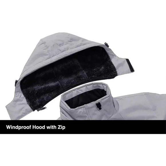 ❤️ Men's Water Resistant Fleece Lined Winter Windproof Warm Snow Ski Jacket Grey - Picture 2 of 7